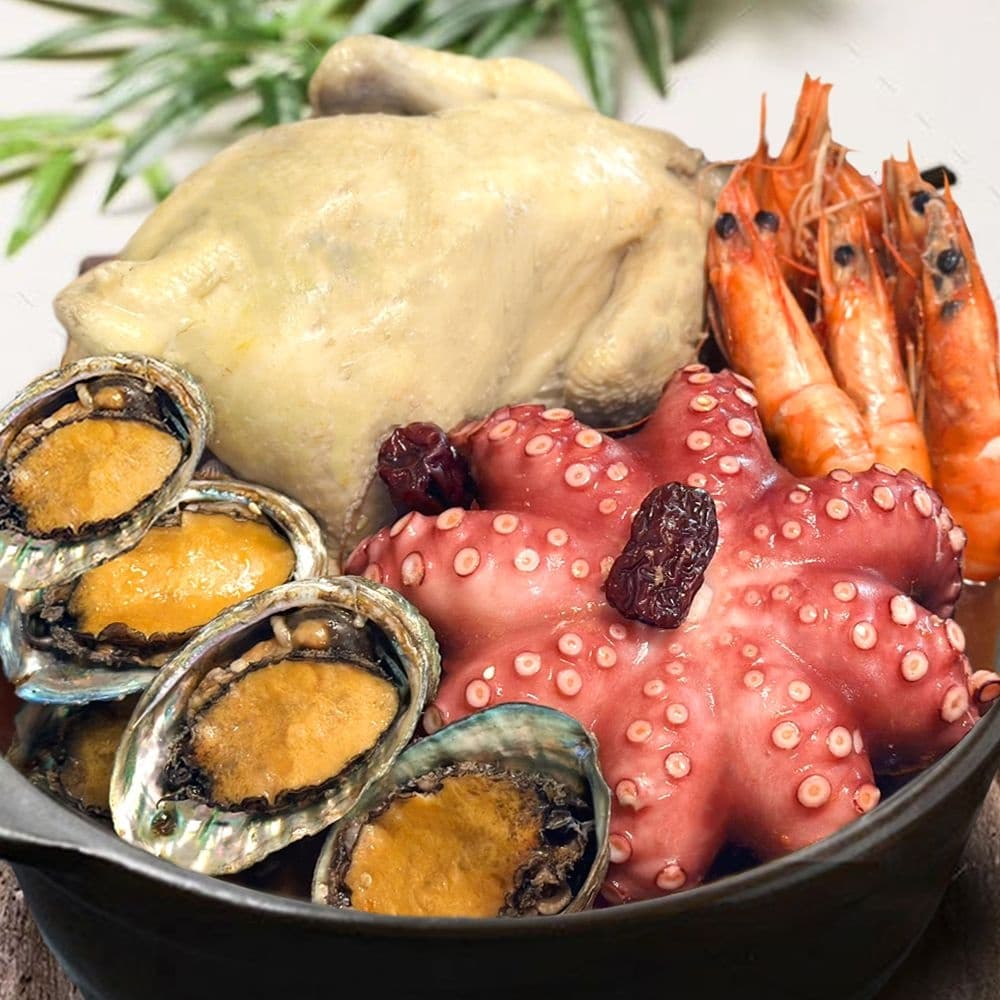 푸드지 기력충전 영양 만점 해신탕 3-4인 전복 문어 삼계탕 닭 한마리 캠핑 밀키트