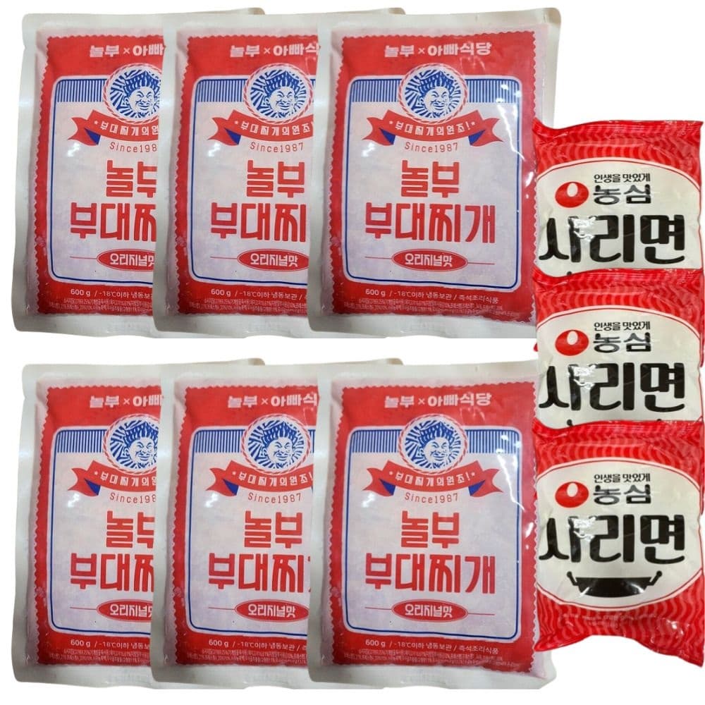 놀부 부대찌개 밀키트 오리지널 600g 6팩 사리면 3개 (Lkn)