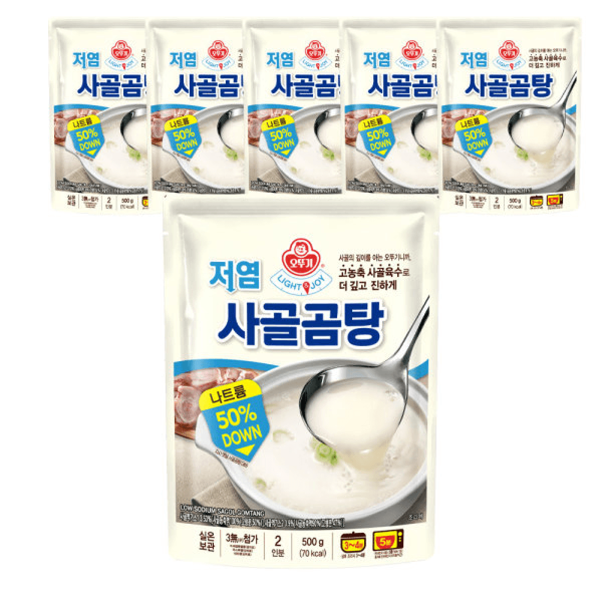 오뚜기 LIGHT JOY 저염 사골곰탕 떡국 만두국 즉석 간편국 500g 6개