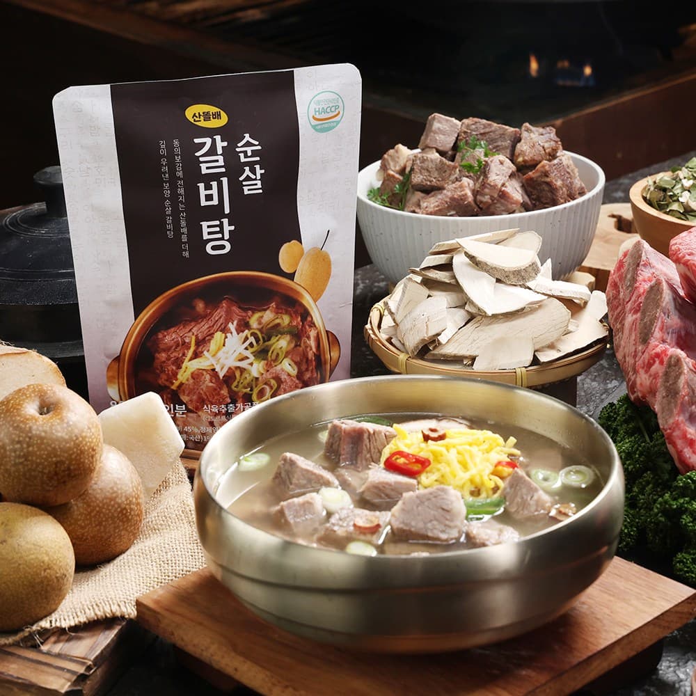 [생활팩토리] 산똘배순살갈비탕 800g 뼈없는 소 갈비 개별포장 밀키트 즉석조리 맛있는 국밥 안주 산돌배  1세트  4.8kg