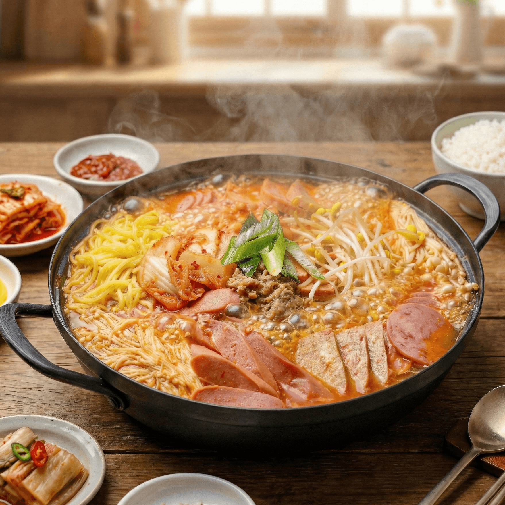 밀키트랜드 진한 사골육수 햄&베이컨 배터지게 1kg 송탄 부대찌개 밀키트 (1001g)