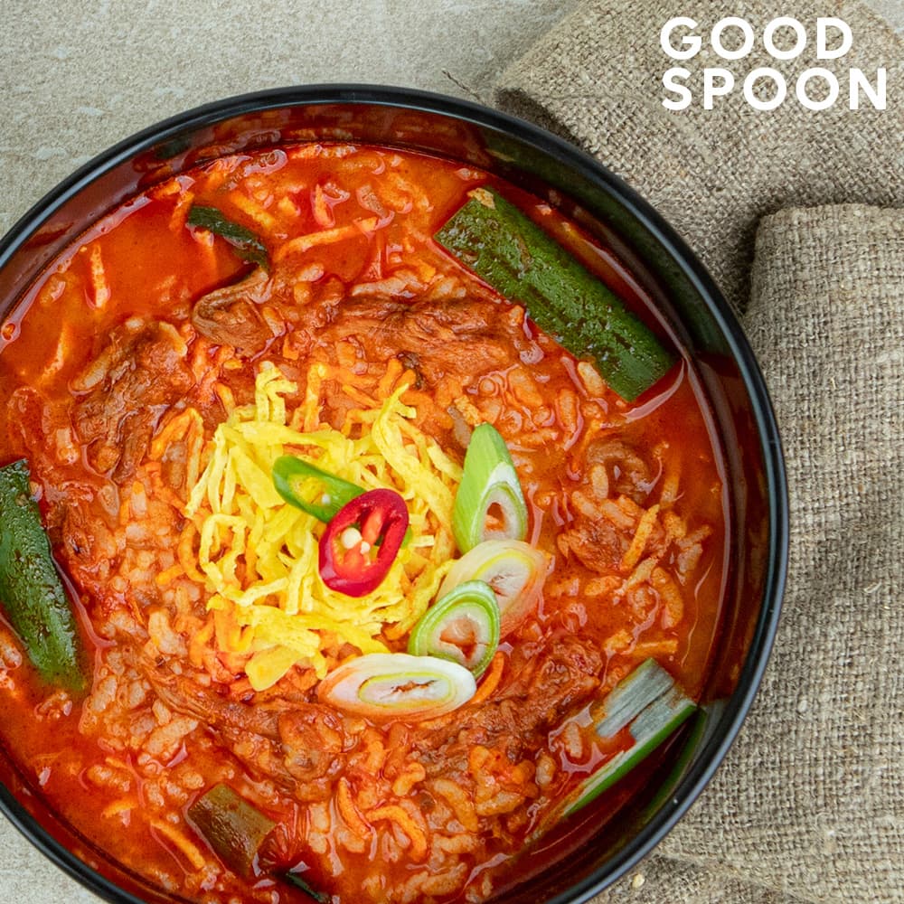 굿스푼 캠핑 밀키트 얼큰한 소고기 육개 국밥 3인분 집들이 혼밥 요리 용기 포함