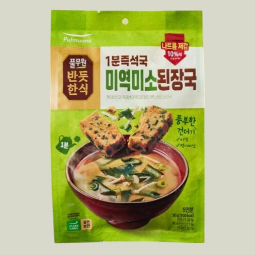 풀무원 [반듯한식]1분즉석국 미역미소된장국(6gx5개입) 일품 밀키트 즉석국 30g