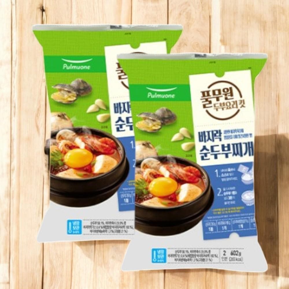 풀무원 바지락 순두부찌개 2인분 간편국 밀키트 자취생 602g 2개