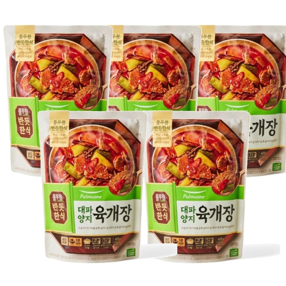 풀무원 [반듯한식]대파양지 육개장(실온) 450g 5개 간편국 밀키트 자취생