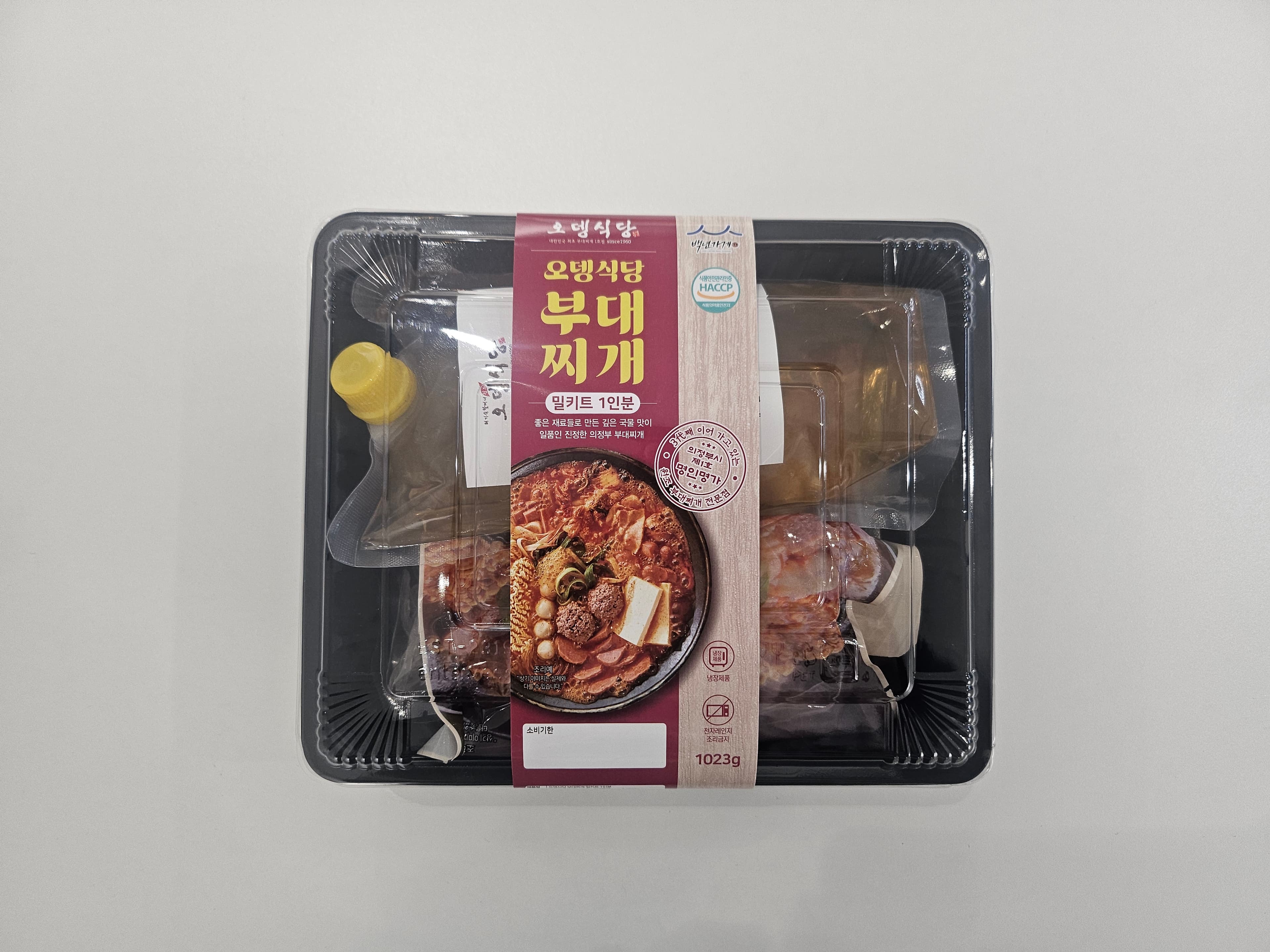 부대찌개 밀키트 1인분 1023g (라면사리X) / 채소육수(액상)