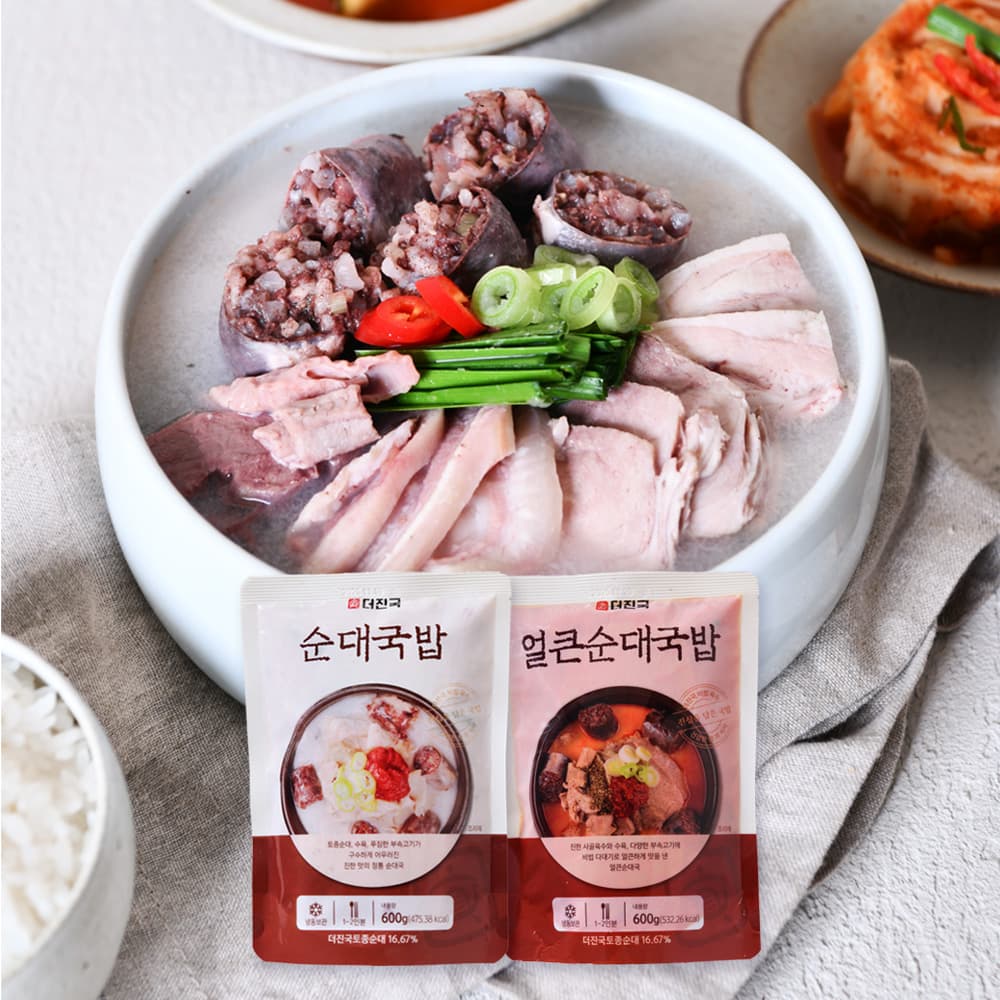 더진국 순대 얼큰순대국밥 밀키트 간편조리 600g 5팩