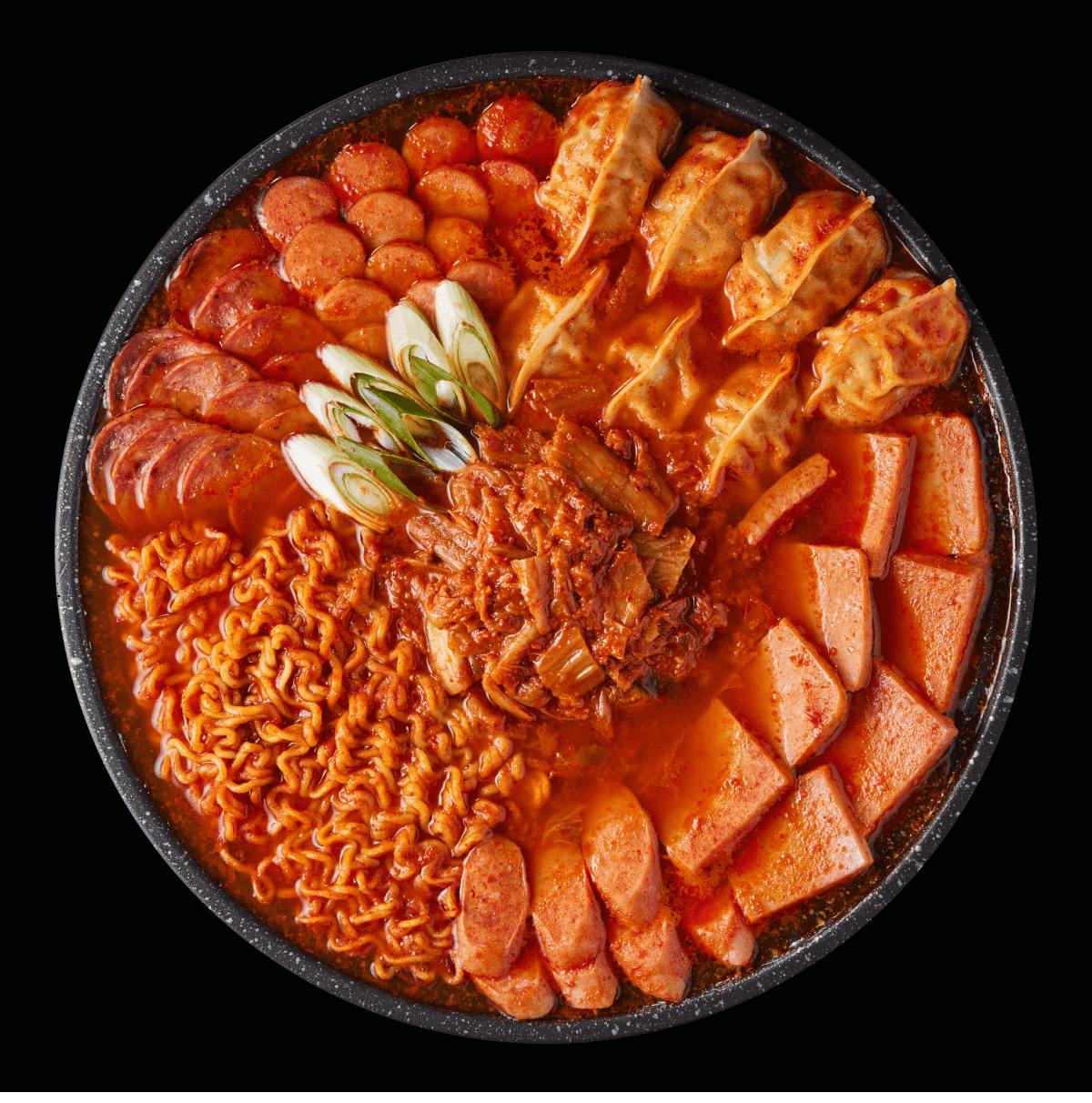 [형부떡볶이] 형부부대찌개 얼큰한맛 밀키트 2인분 (실비김치 만두 라면사리 포함)