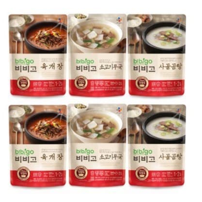 비비고 즉석국 3종 500g (사골곰탕 2 + 소고기 무국 2 + 육개장 2) 1세트