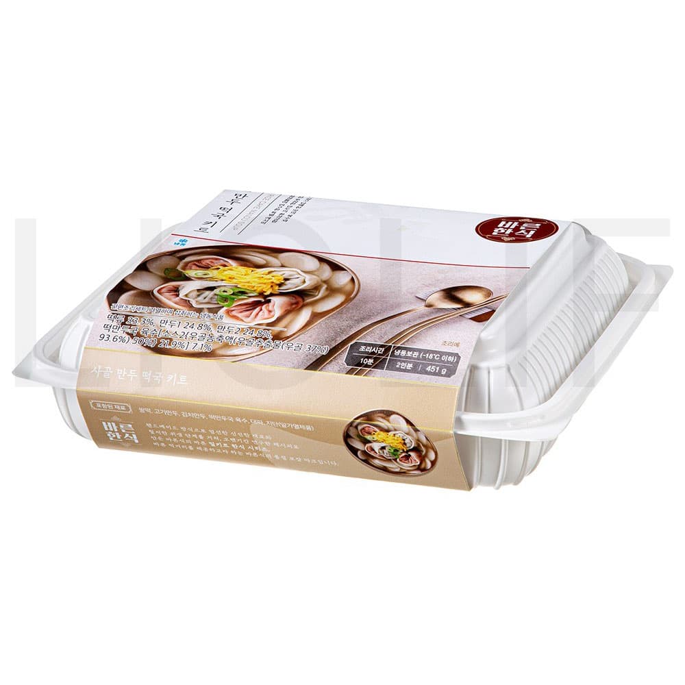 바른식 즉석국 사골 만두 떡국 키트 밀키트 (냉동) 451g 2개